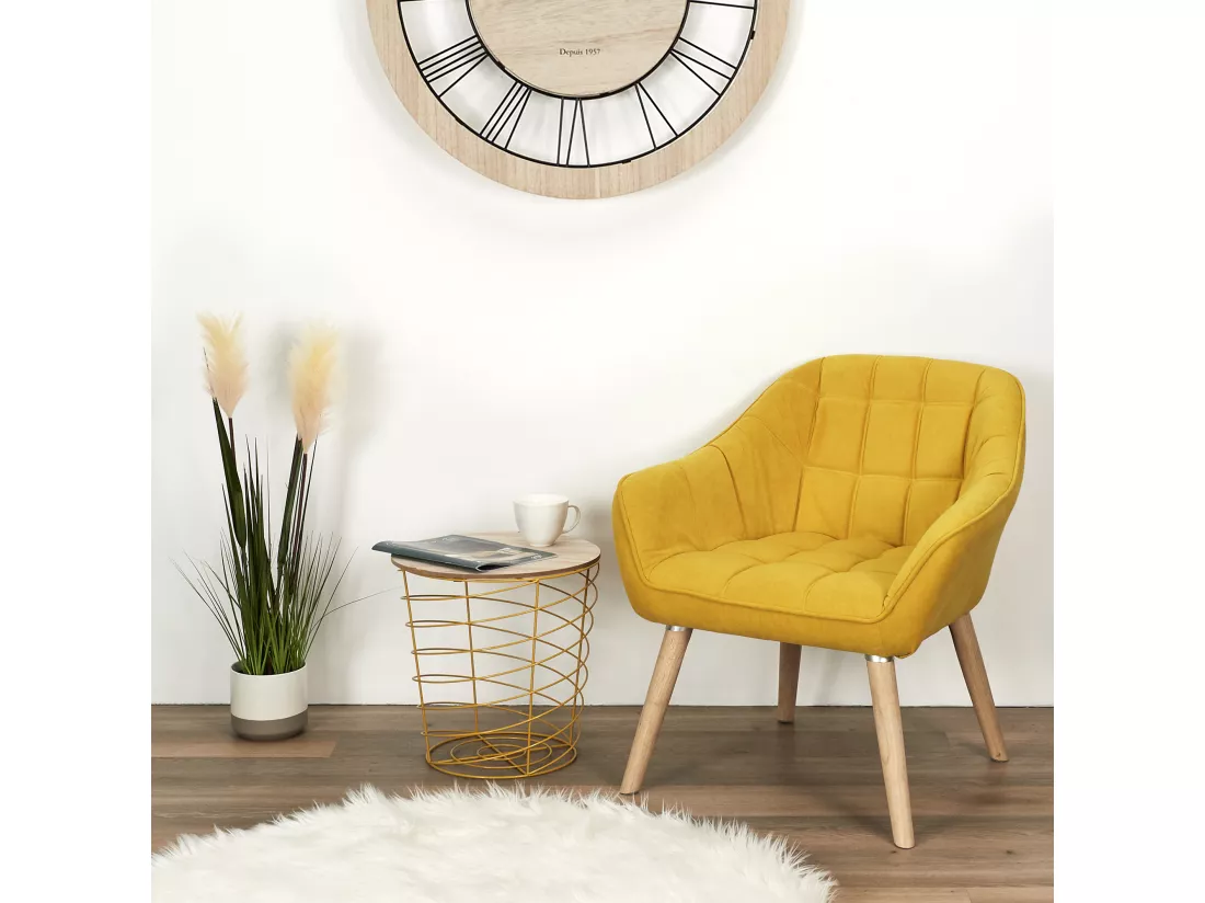 Table Filaire Bois Et Metal Cyclone Jaune