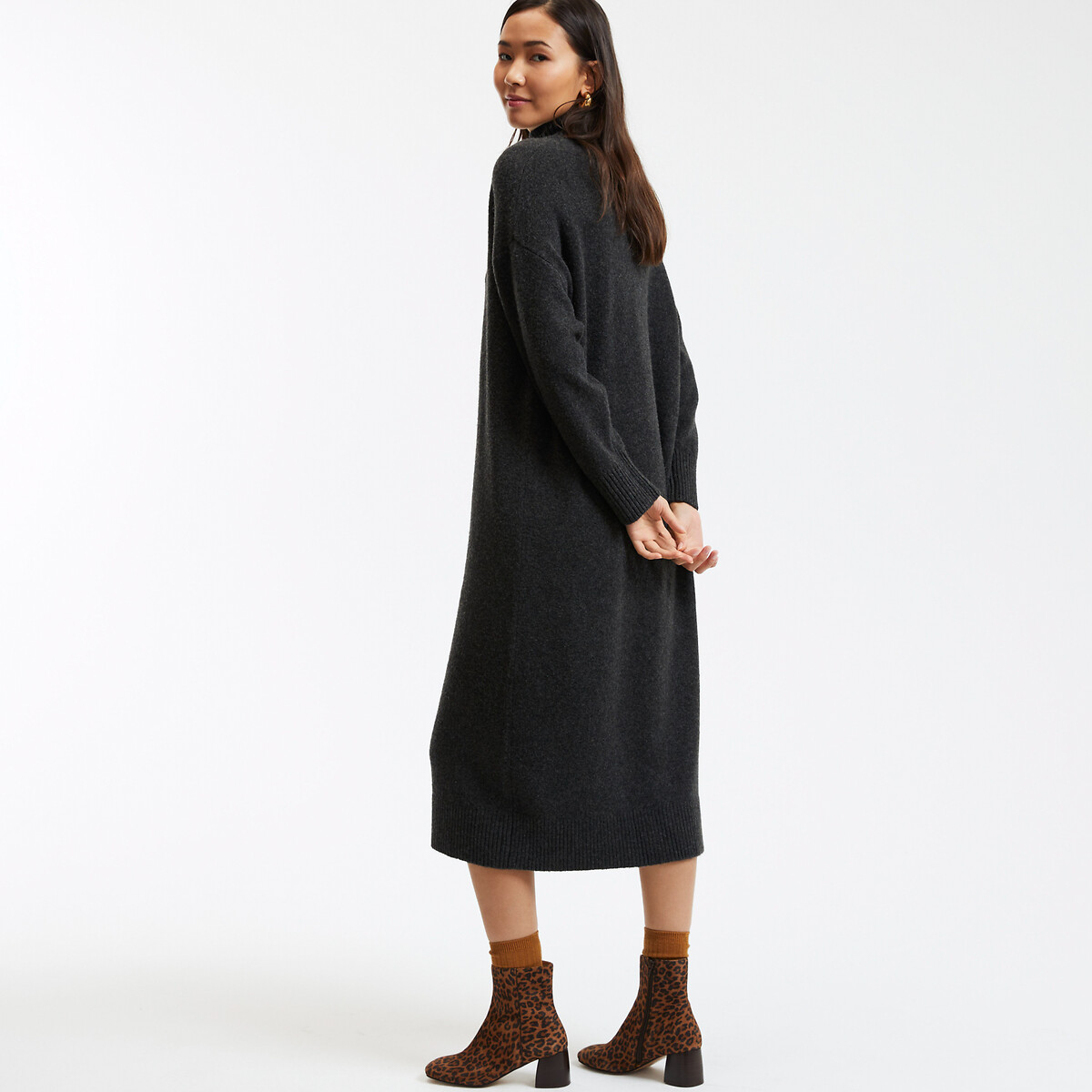 COLEÇÃO LA REDOUTE<br>Vestido de malha com gola alta em jersey macio