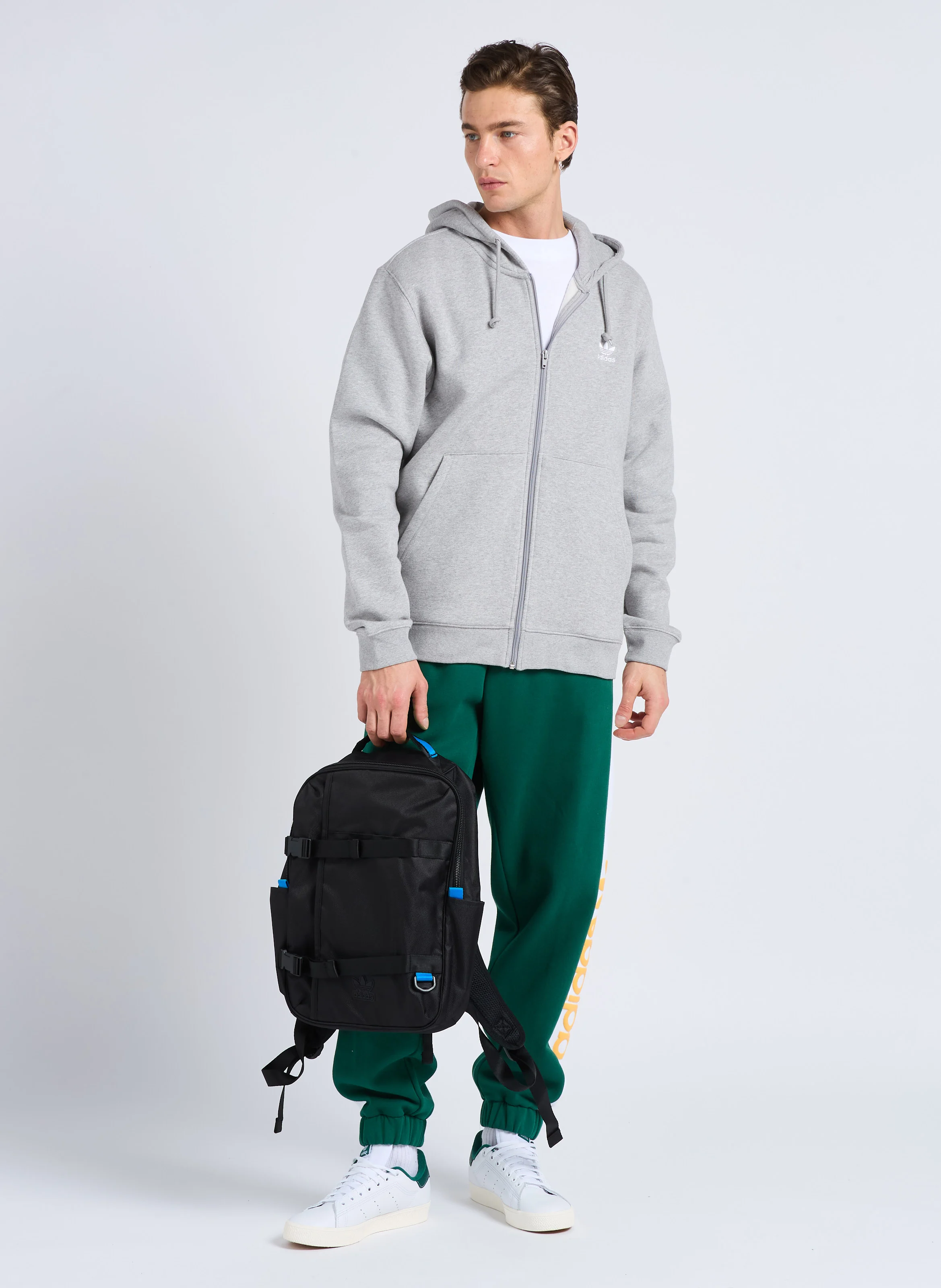 Sweat à capuche molletonné en coton mélangé | Gris