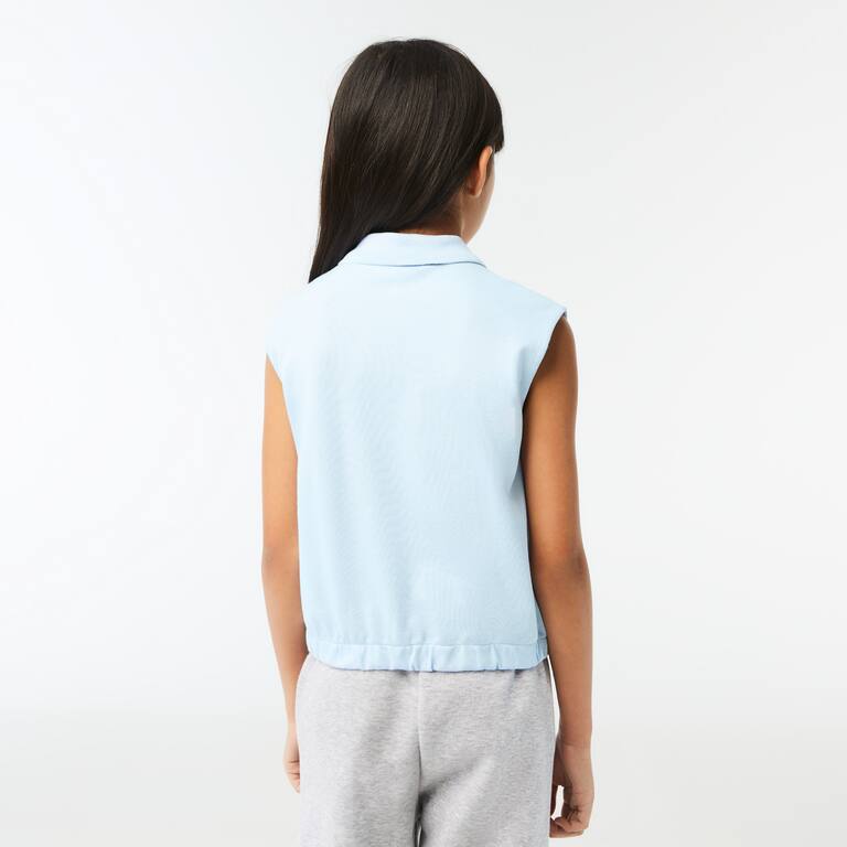 Polo sans manche fille Lacoste en mini piqué de coton Polos - Bleu - Lacoste - Fille