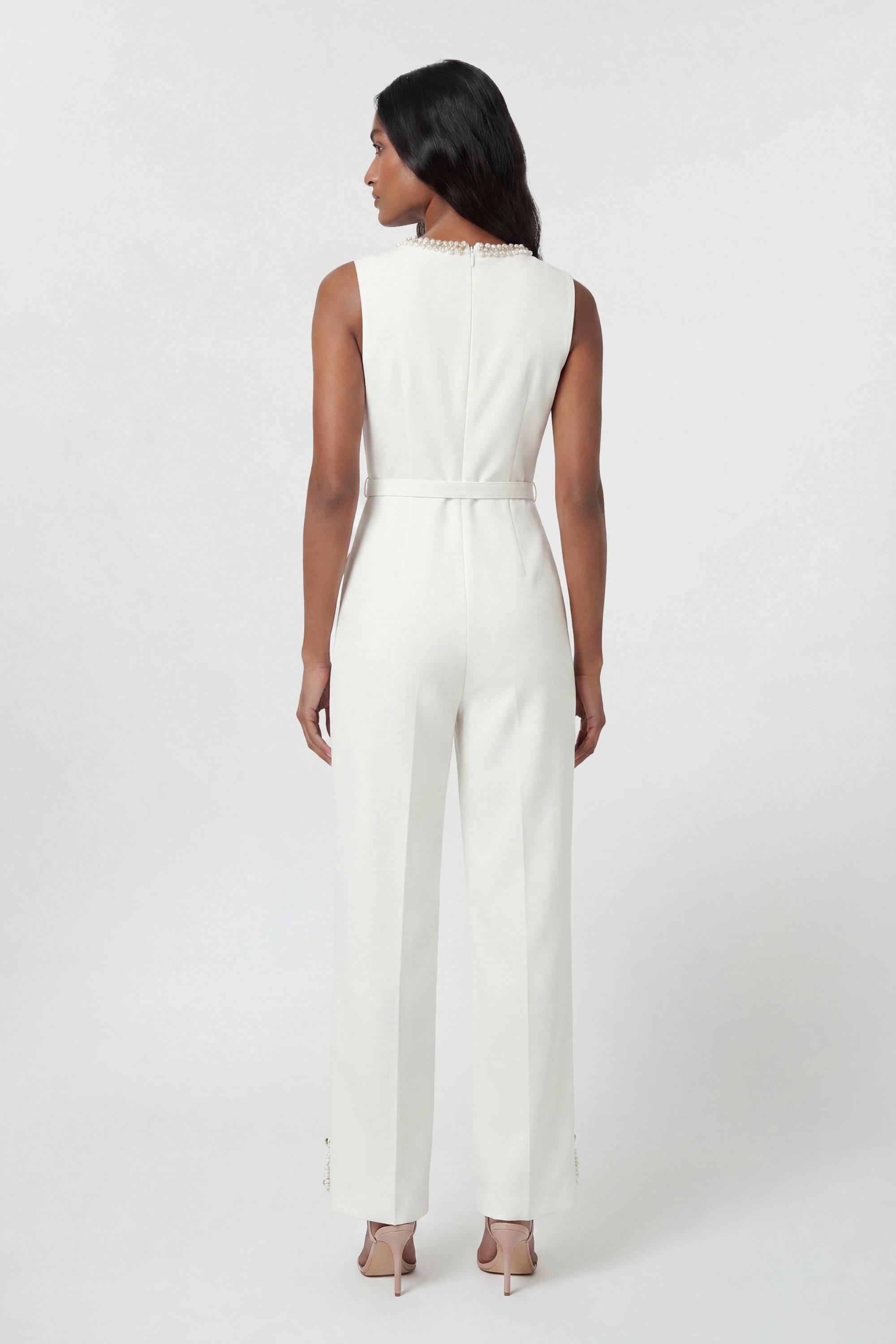 KarenMillen Combinaison-pantalon Large Ajustée En Tissu Stretch Compact Avec Ornements