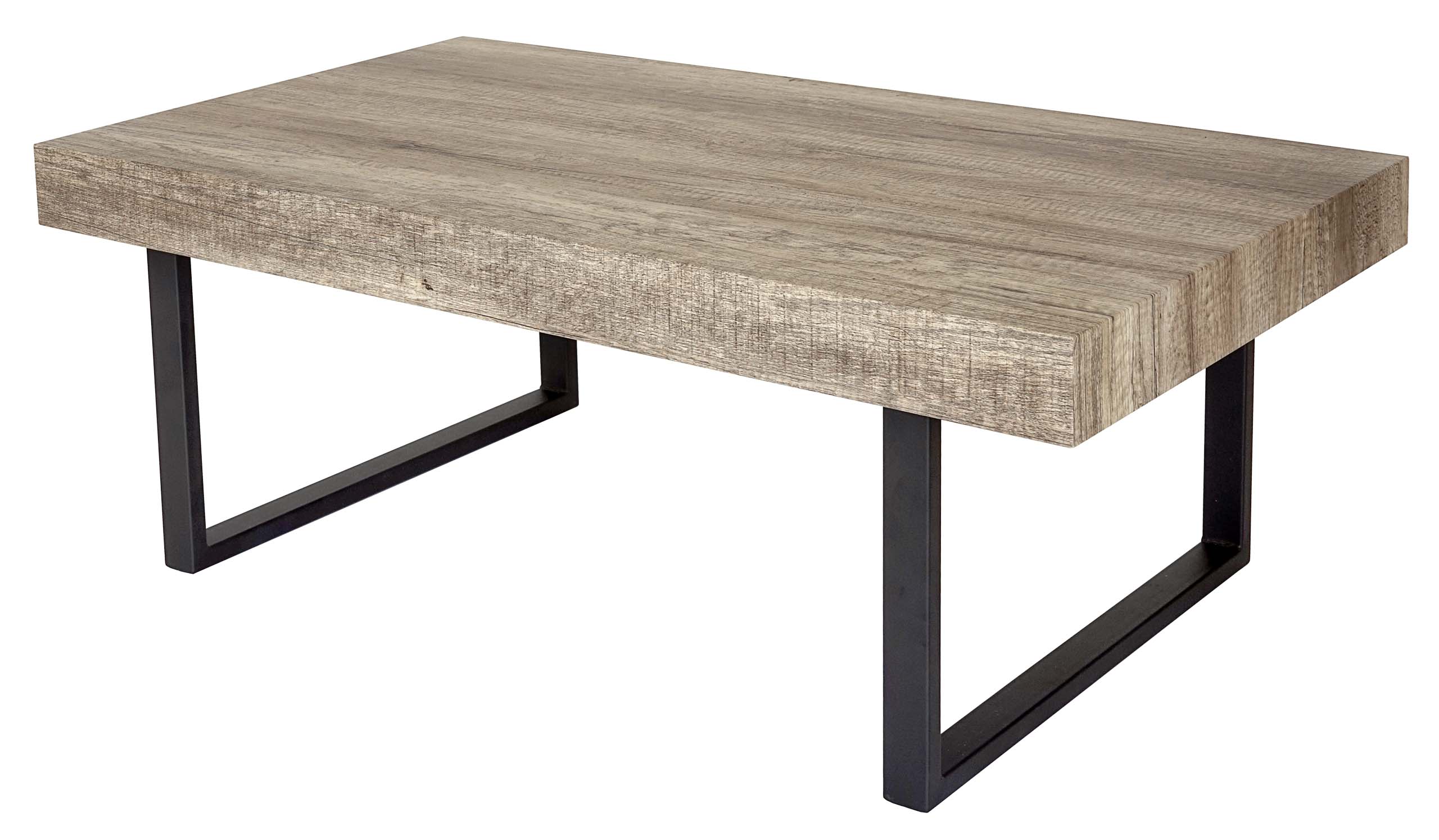 Couchtisch Genk H576, Wohnzimmertisch, 40x110x60cm, MVG-zertifiziert ~ Wildeiche, dunkle Metall-Füße