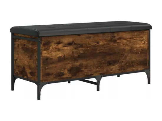 Banc de rangement chêne fumé 102x42x45 cm bois d'ingénierie