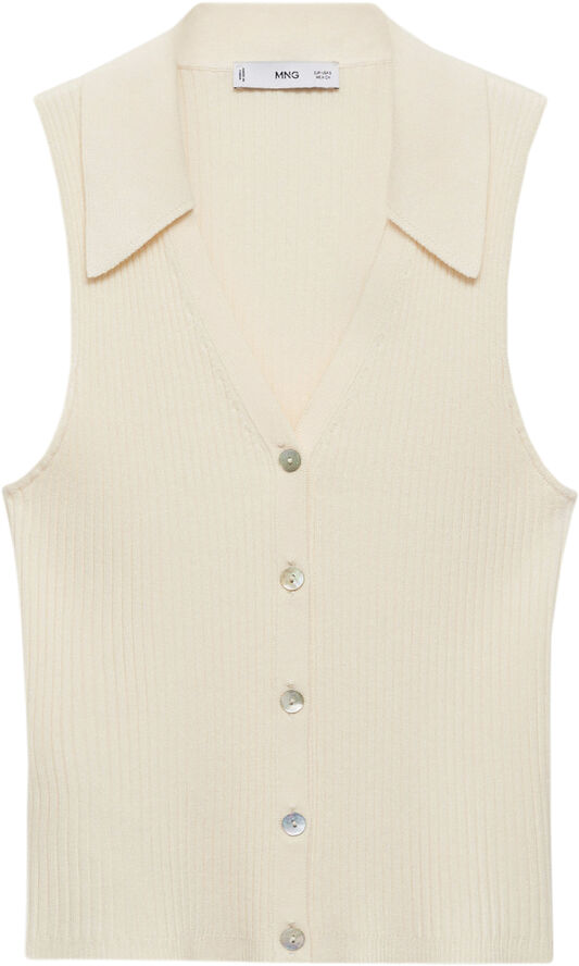 MANGO Buttoned knit top Light beige