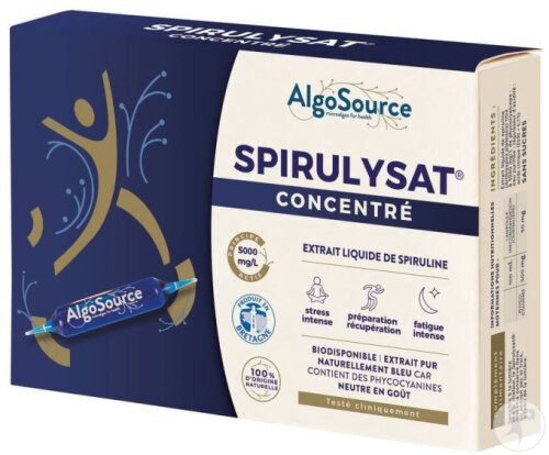 Algosource Spirulysat Concentré Extrait Liquide De Spiruline Ampoules 20x10ml
