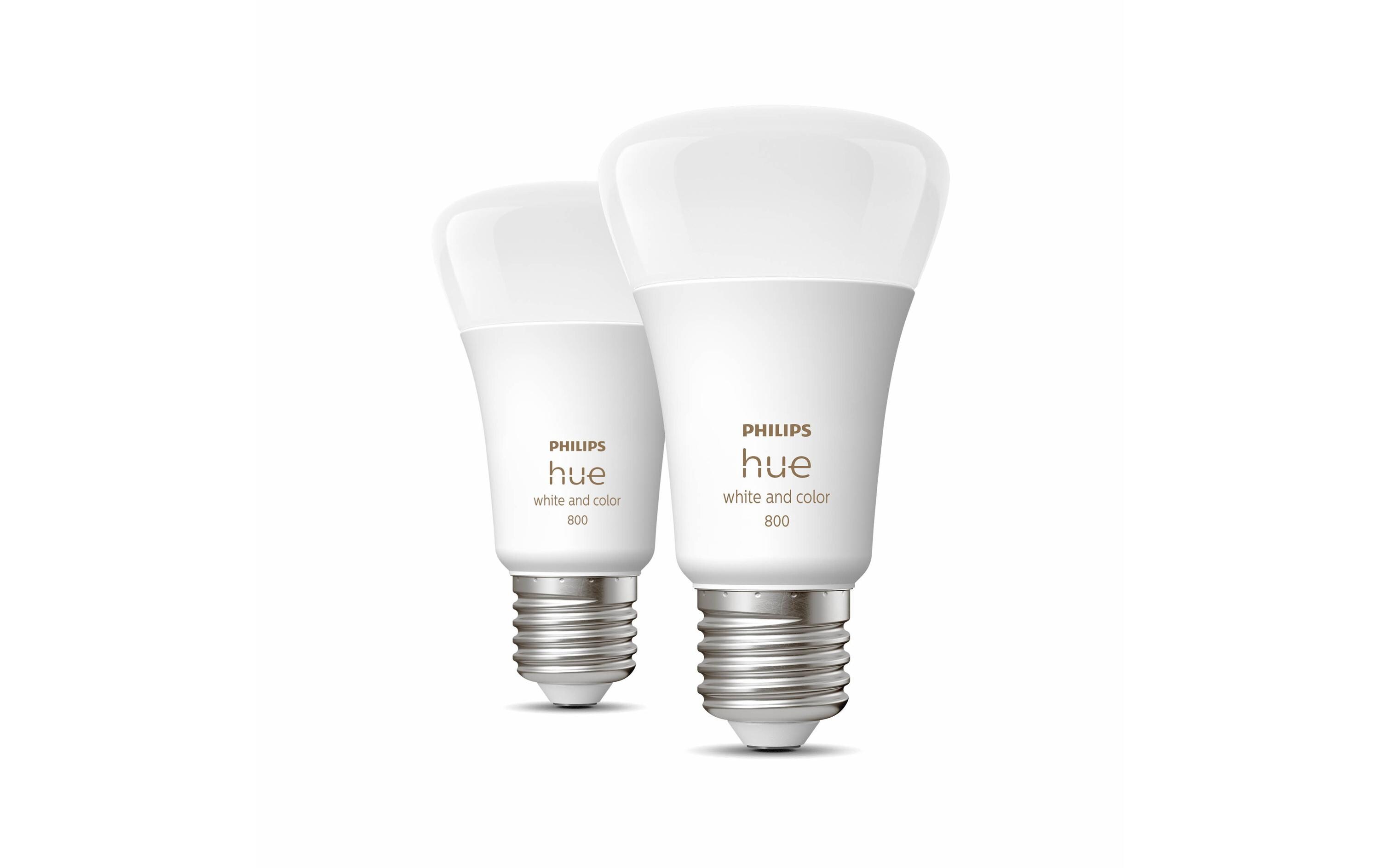Leuchtmittel White & Col. Amb. E27 Doppelpack 2 x 570 lm<br>Per Bluetooth steuerbares Hue E27-Leuchtmittel