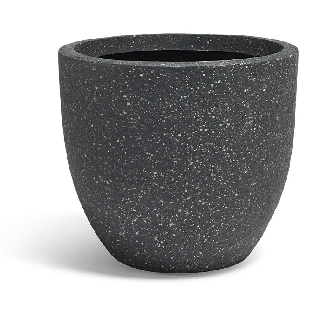 Cache pot rond en fibre d'argile effet pierre ø 29 cm noir