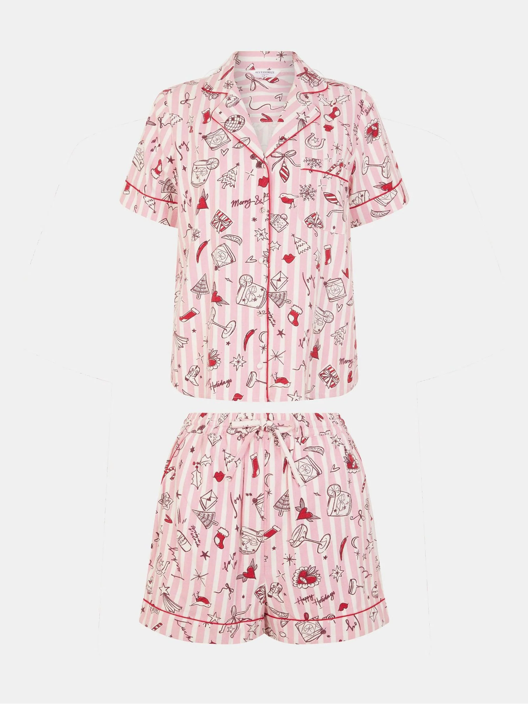 Accessorize Christmas Cocktail Short Pyjamas Set