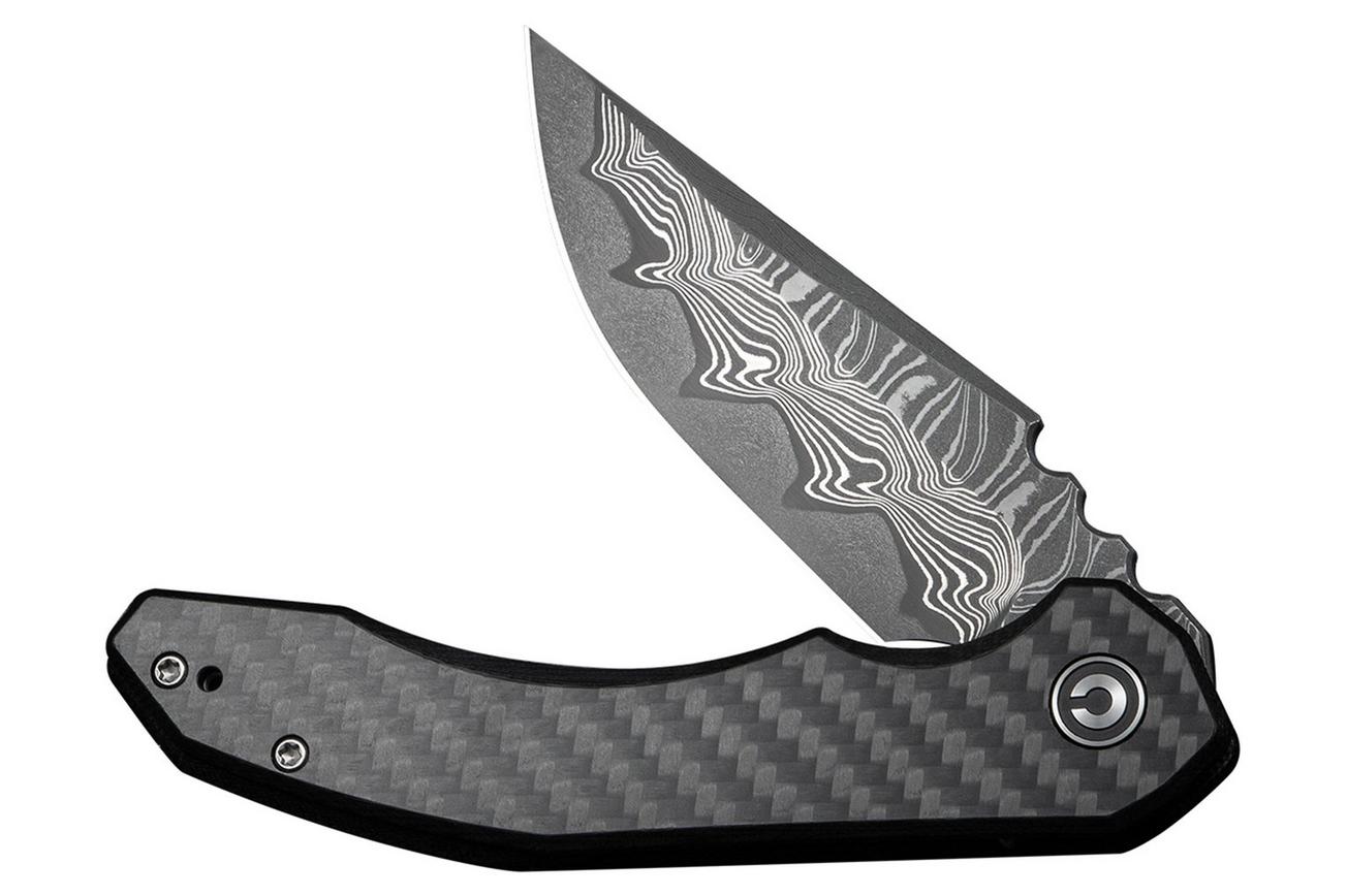Civivi Bluetick C23050-DS2 Damascus, Carbon Fiber Overlay Black G10, Nested Liner Lock, zakmes, Bryan Montalvo design