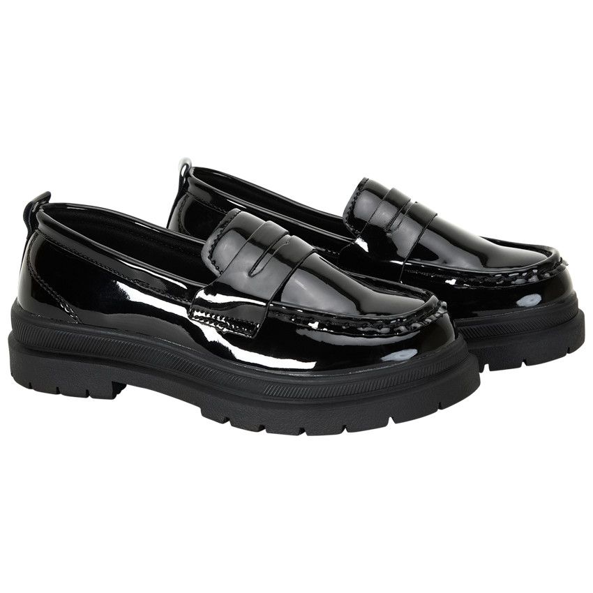 Mocassins compensés vernis pour fille - Noir