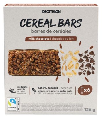 Barres céréales enrobées Decathlon Nutrition Chocolat au lait - 6x21g