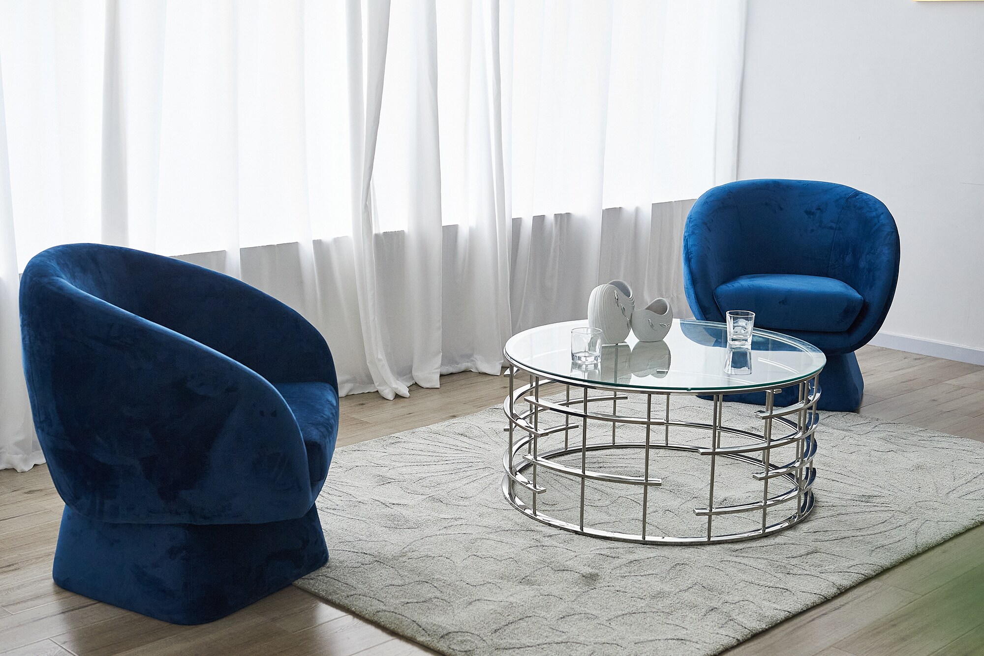 Couchtisch Ø 80 cm silber Glastisch Beistelltisch Sofatisch Wohnzimmertisch