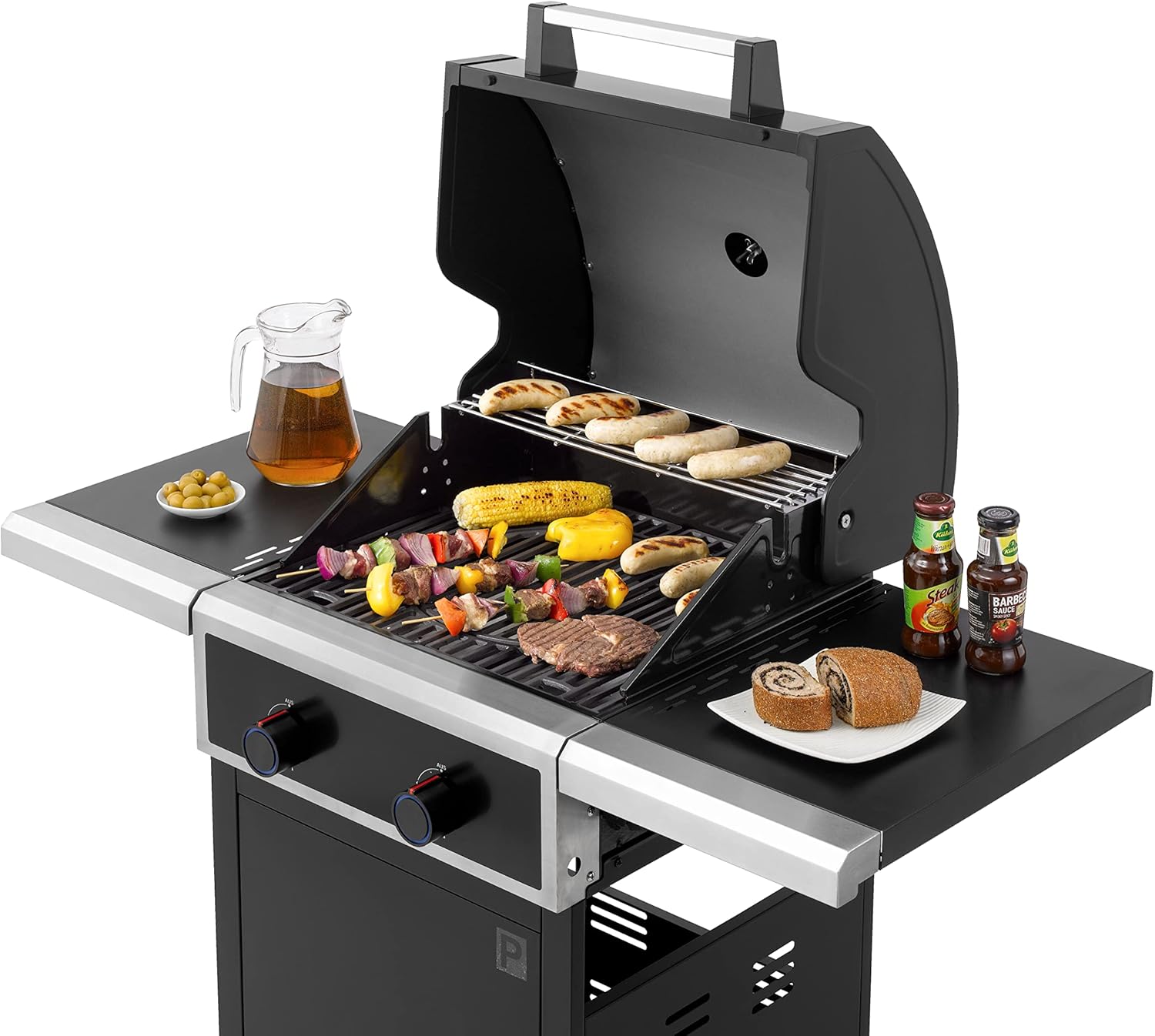 tepro Gasgrill Keansburg 2 mit 2 langlebigen Edelstahl-Brennern, emailierten Guss-Grillrosten, doppelwandigem, pulverbeschichtetem Deckel mit Thermometer, Seitenablagen, Maße ca. 128 x 63 x 114 cm