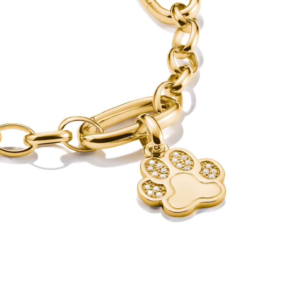 Thomas Sabo Charm-Anhänger Pfote mit Steinen Connect vergoldet