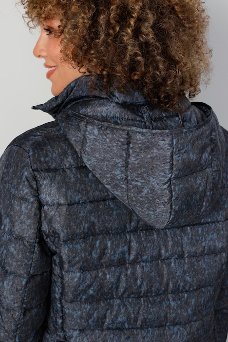 Steppjacke, Alloverdruck, Kapuze, Zipper