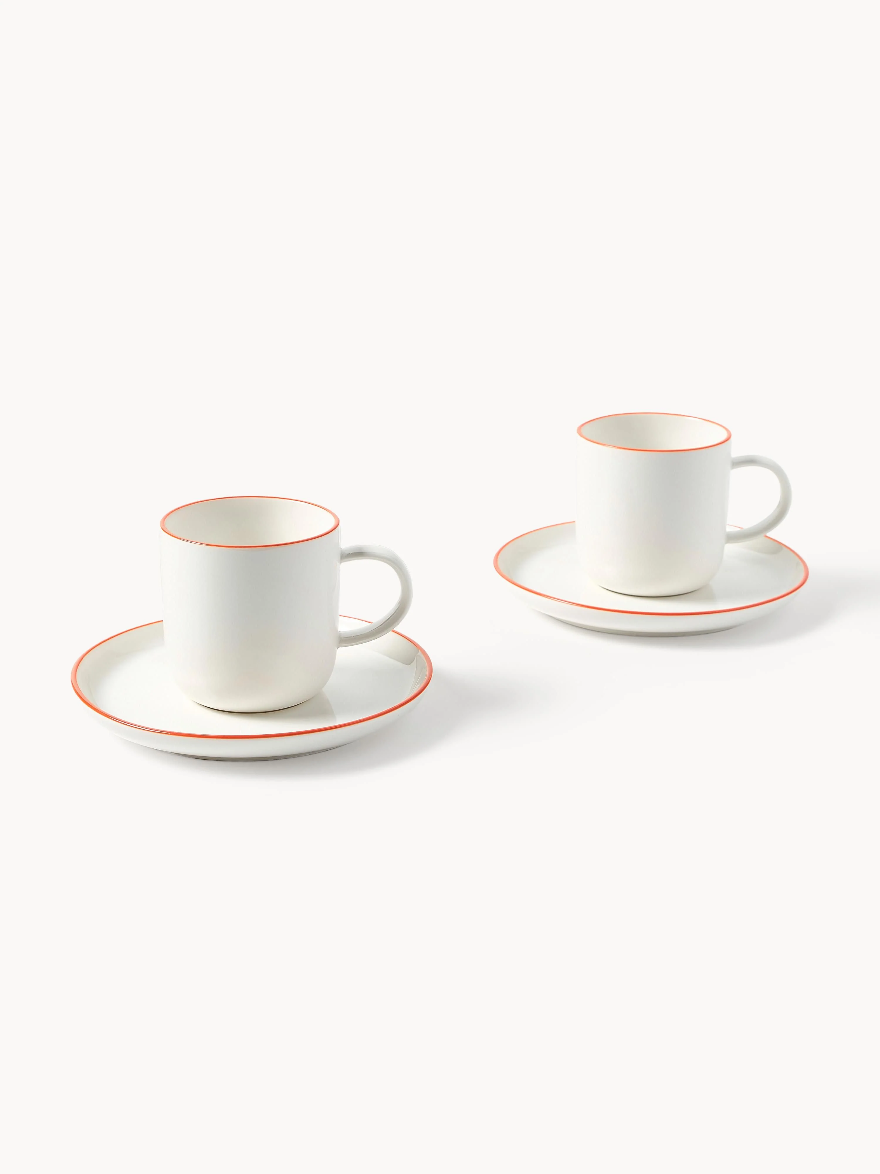 Porseleinen koffiekopjes Facile met schotels, 2 stuks