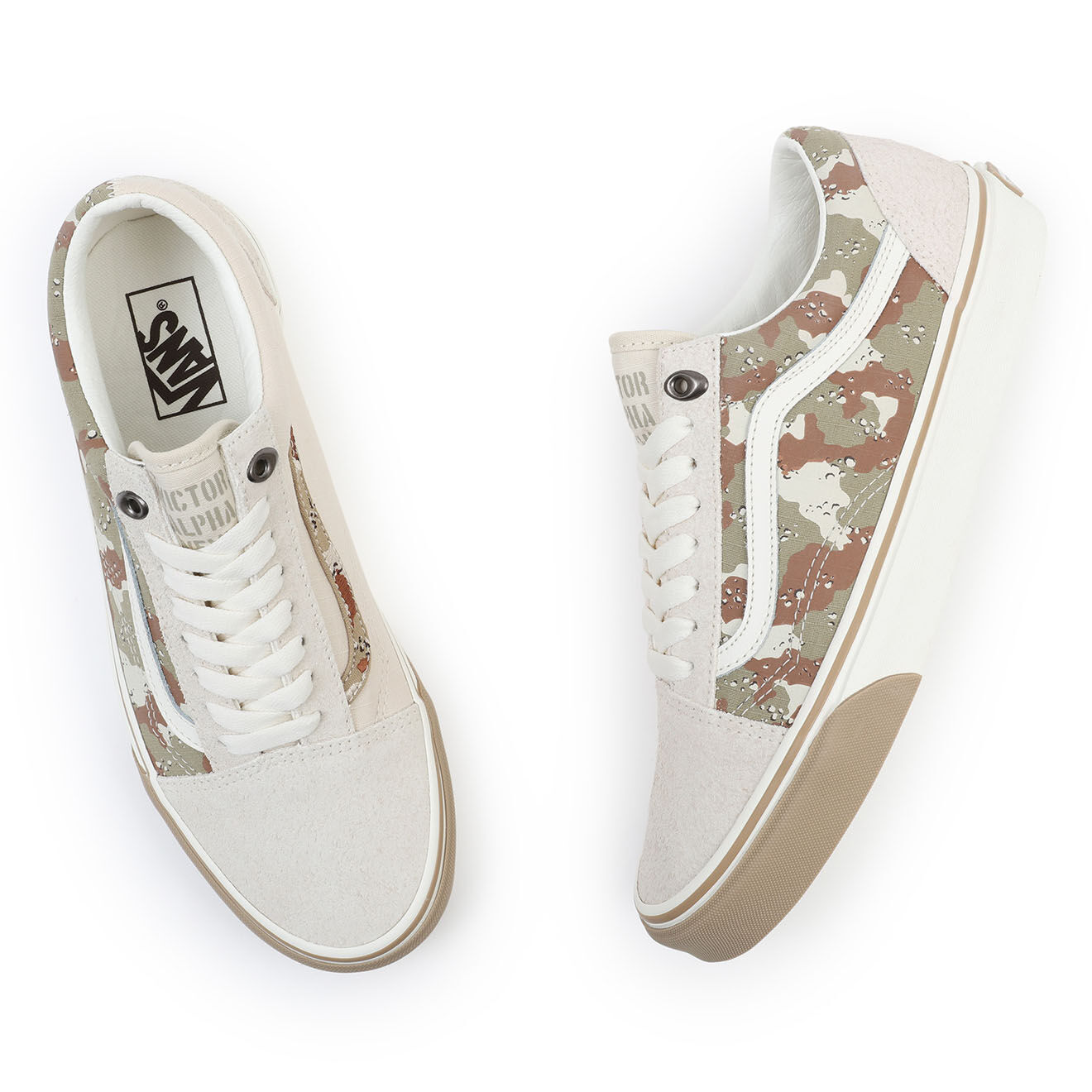 Vans Sneakers en Cuir & Textile Old Skool écrues