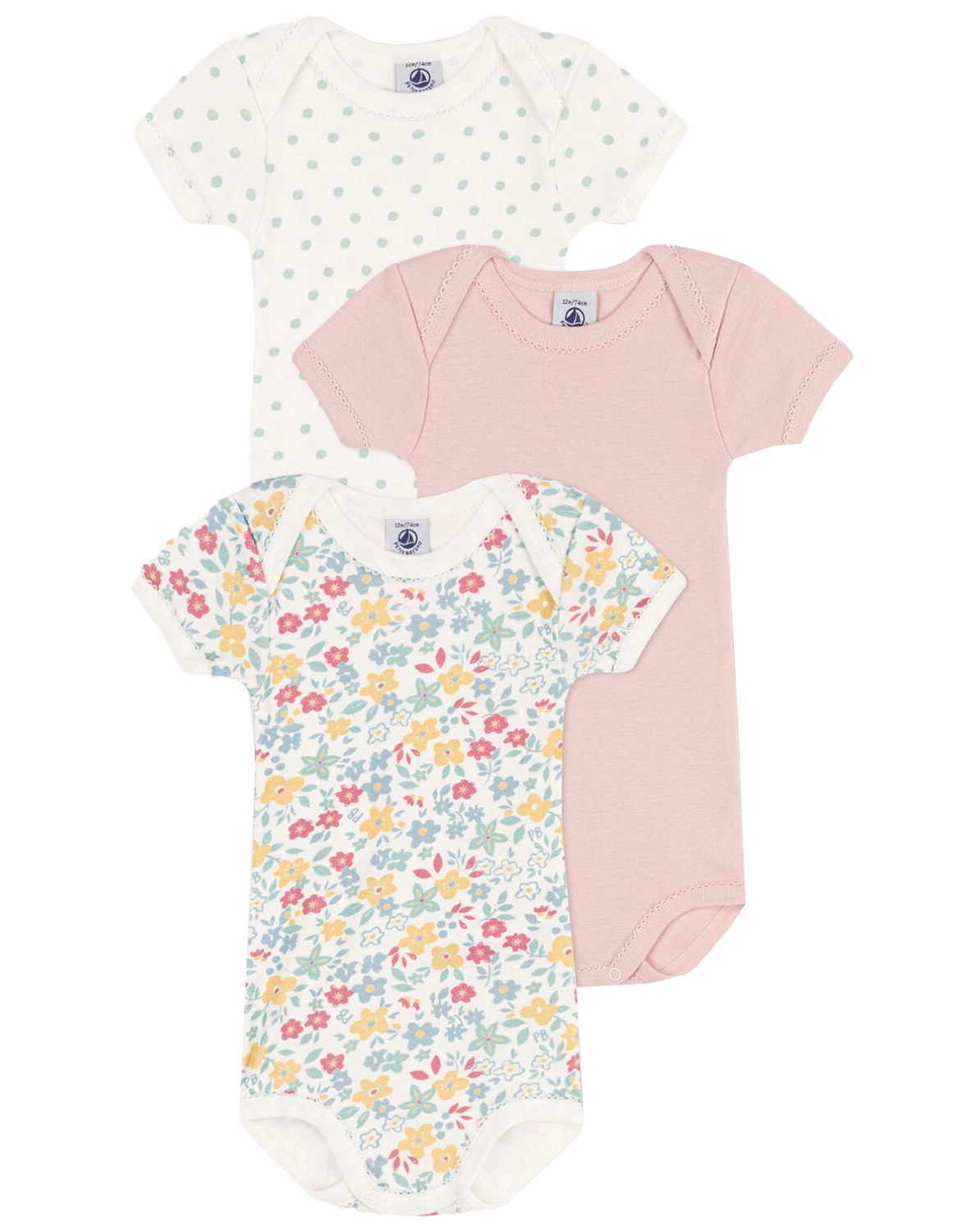 Kurzarm-Body VIEVE 3er-Pack in rosa/marshmallow