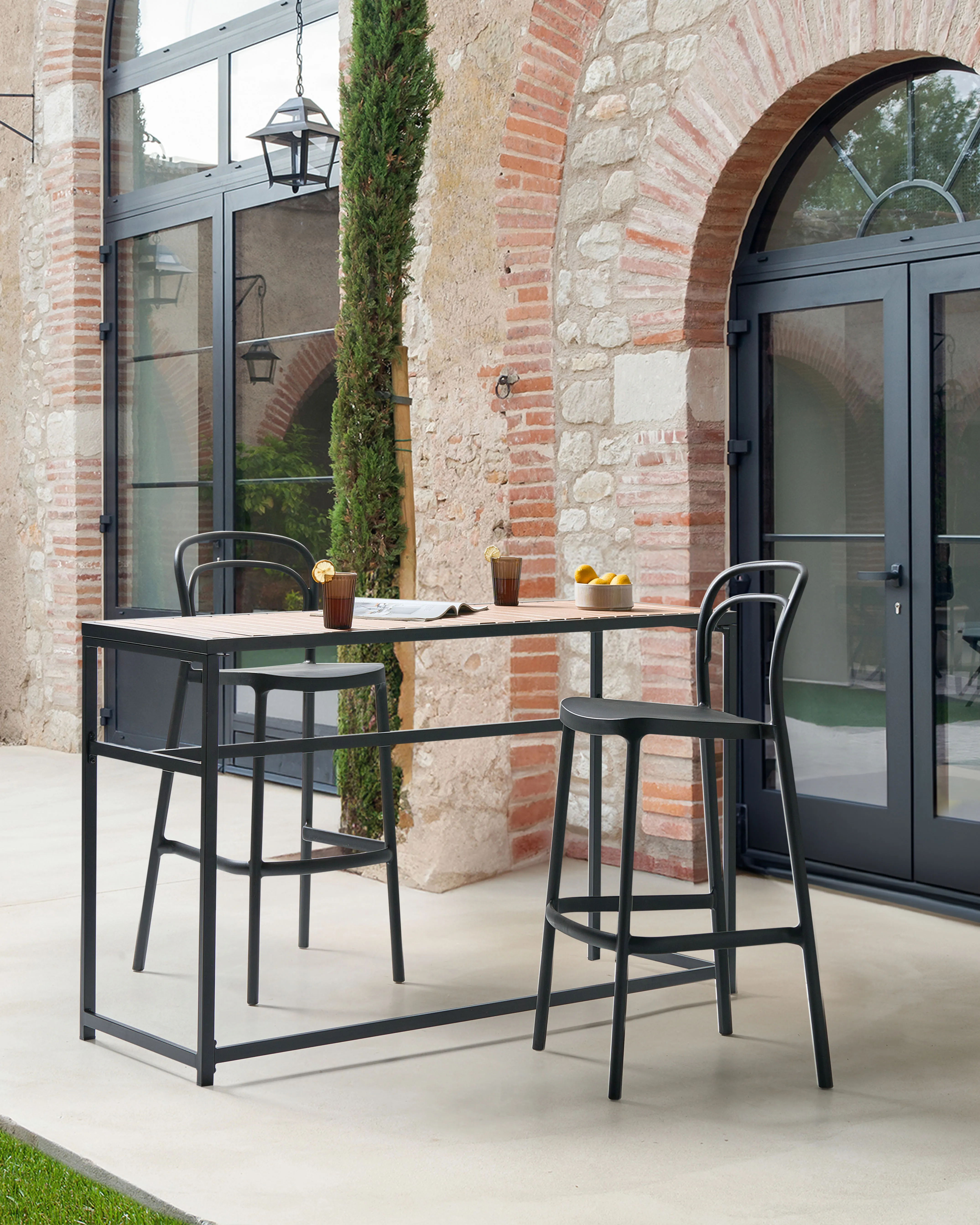Set van 2 tuinbarkrukken PORANO Zwart