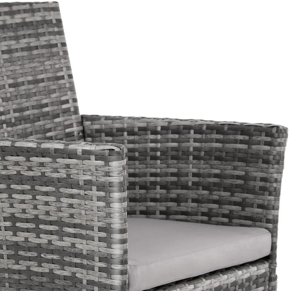 tectake 2 Wicker tuinstoelen met 4 kussenhoezen , Grijs/lichtgrijs