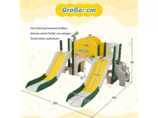 Toboggan 8 en 1 pour enfants, jeu d'escalade multifonctionnel avec 2 toboggans