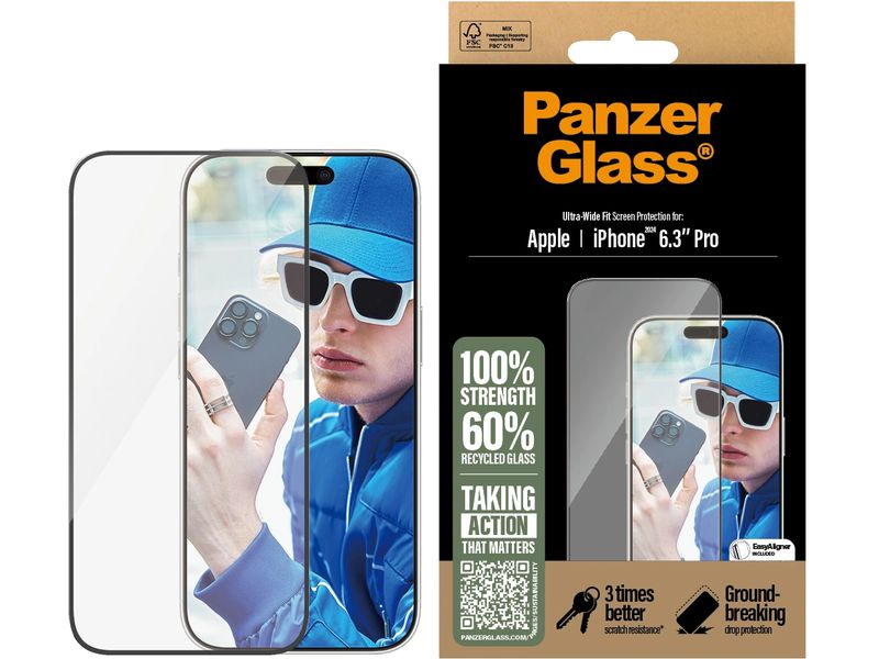 Panzerglass Displayschutz Ultra Wide Fit iPhone 16 Pro Display-Schutzfolie für das Apple iPhone 16 Pro