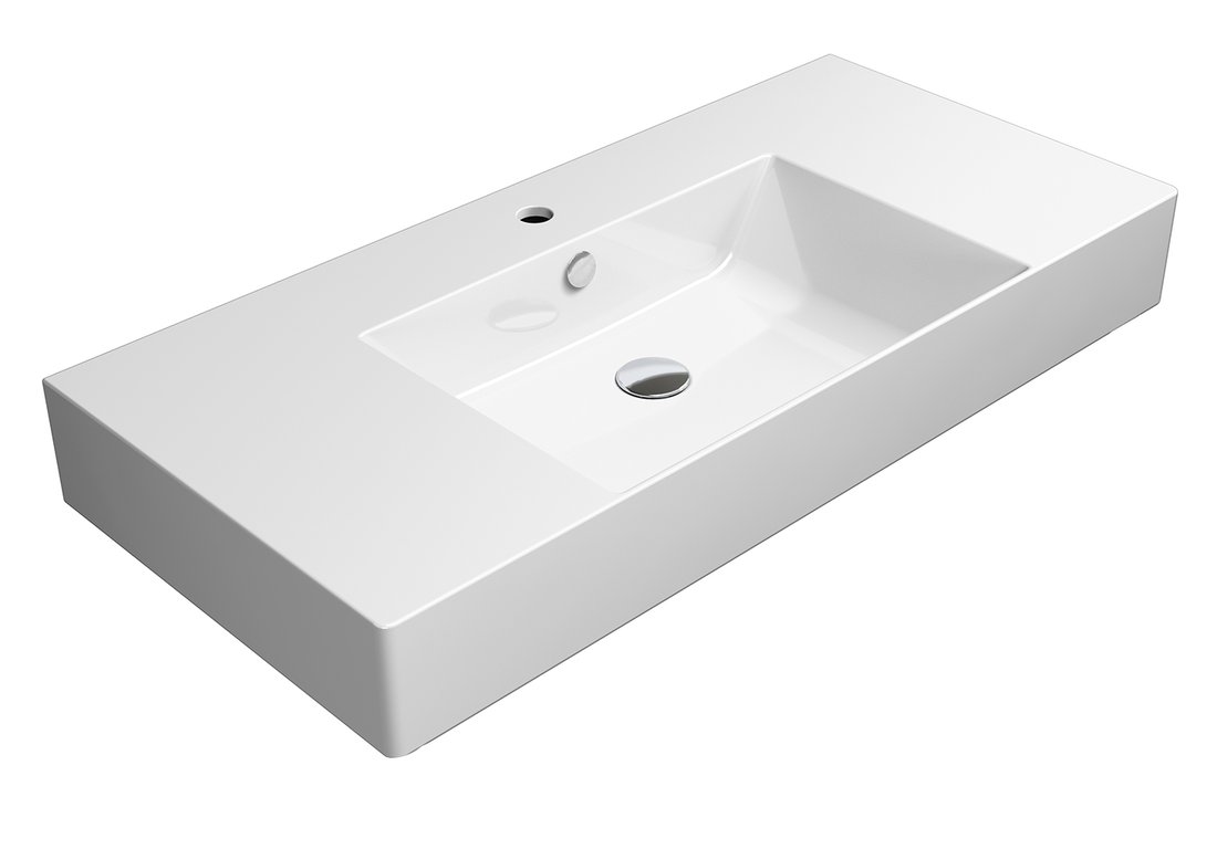 Sapho Kube X wastafel keramiek met plateau 100x47cm wit