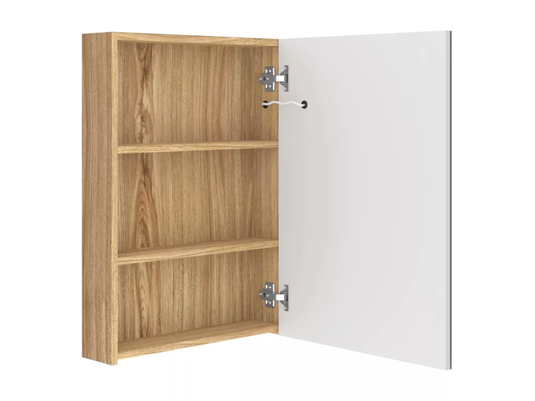 Armoire de salle de bain à miroir LED blanc et chêne 50x13x70cm