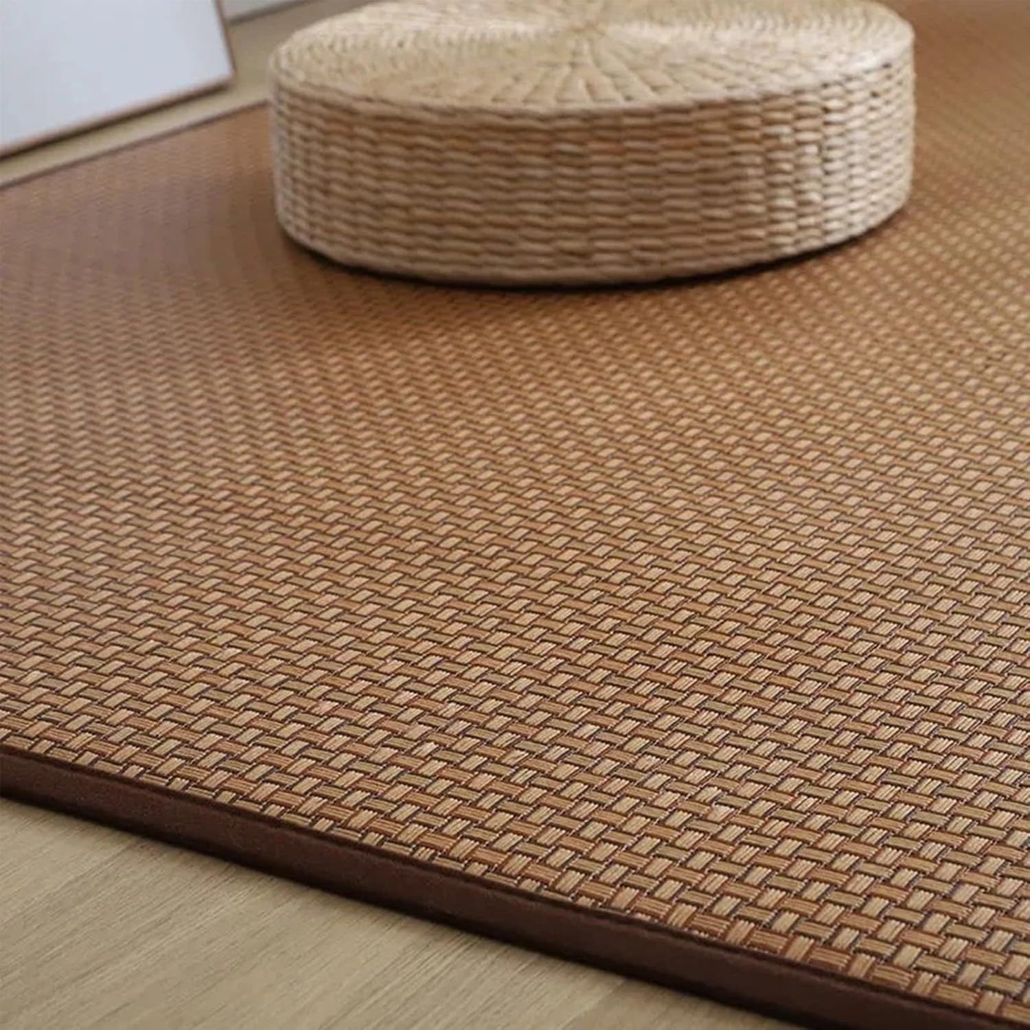 Japanische Tatami-Bodenmatte, Rutschfester, atmungsaktiver Teppich aus natürlichem Rattan, Faltbare Sommer-Schlafmatte für den Innenbereich, für Wohnzimmer, Schlafzimmer, Krabbelspielmatte