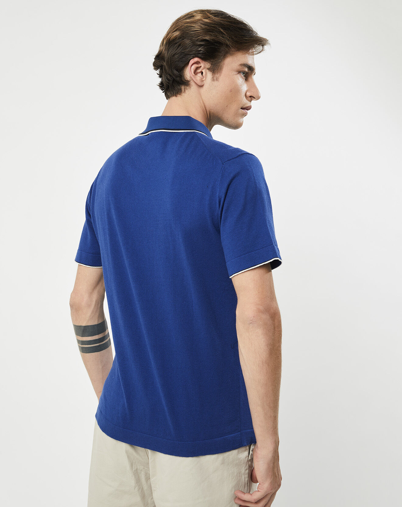 Hackett London Polo en maille Coton & Soie  bleu