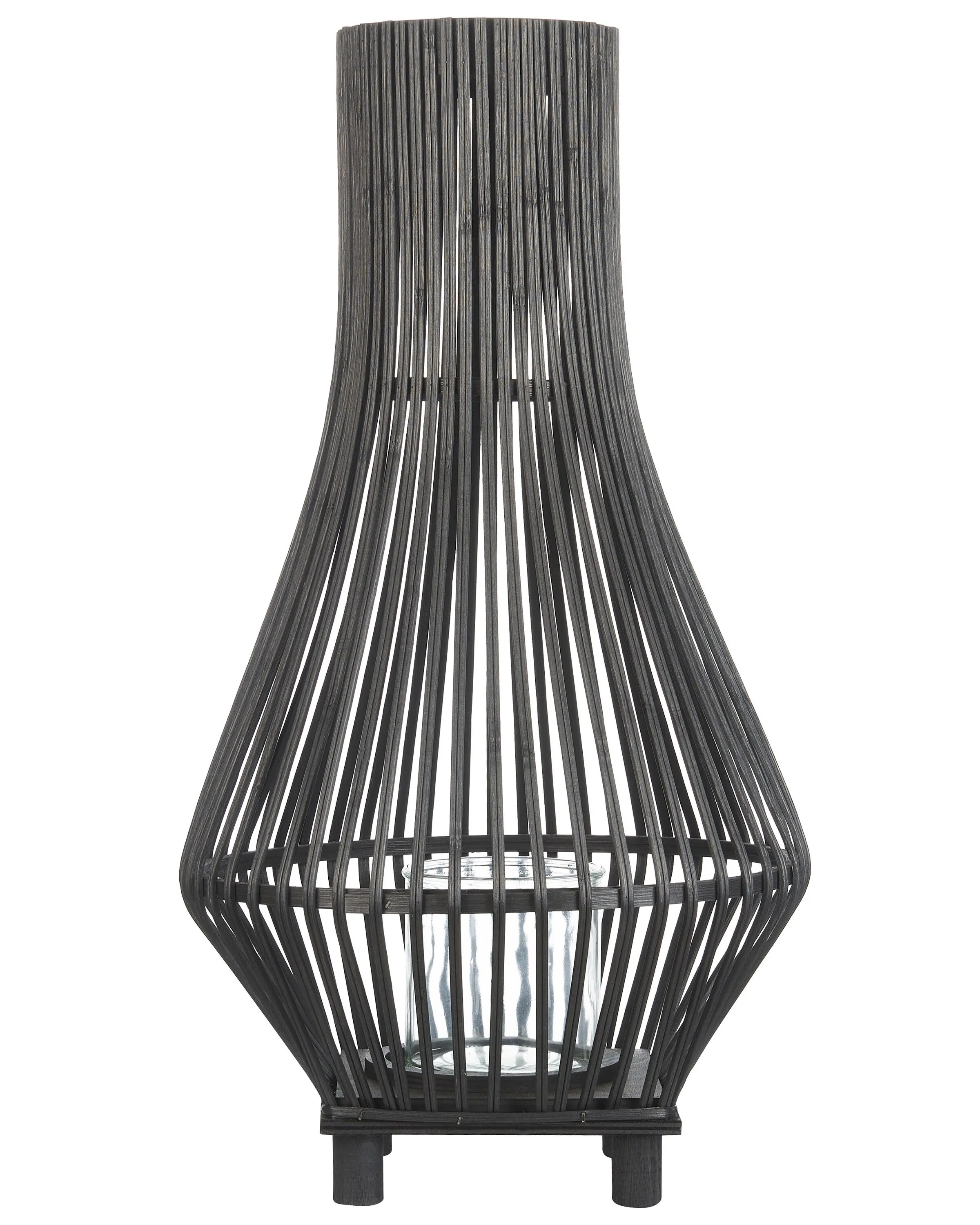 Lantaarn LEYTE Bamboehout 58 cm Zwart