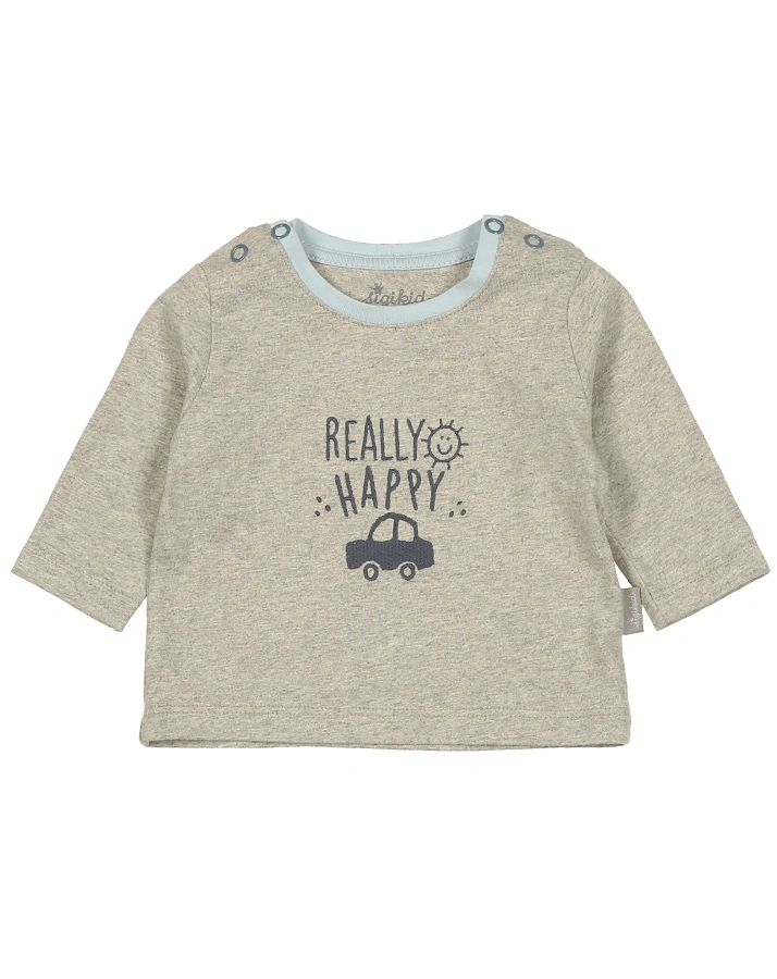 Langarmshirt REALLY HAPPY meliert in grau