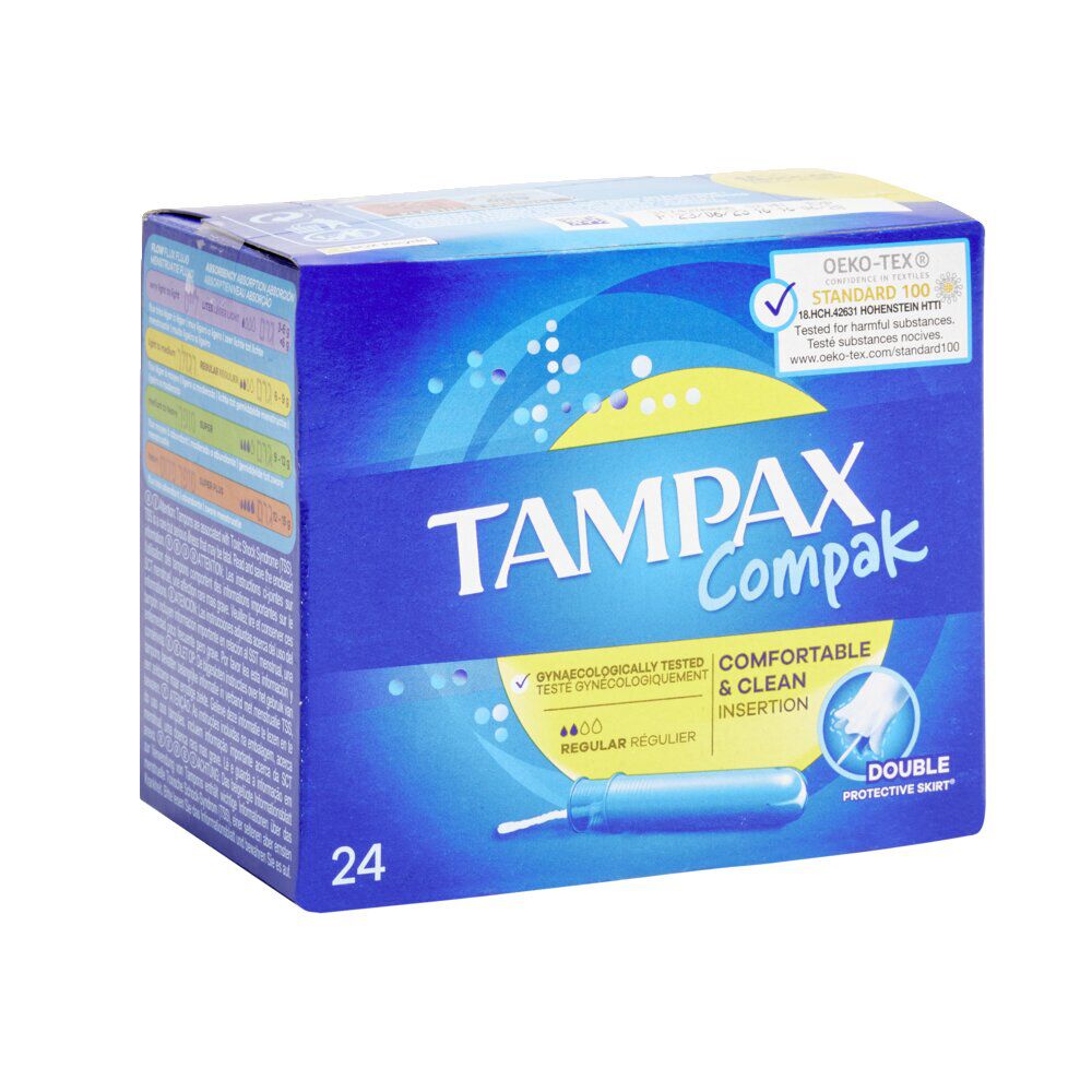 Tampon avec applicateur Tampax Flux régulier - La boîte de 24 tampons