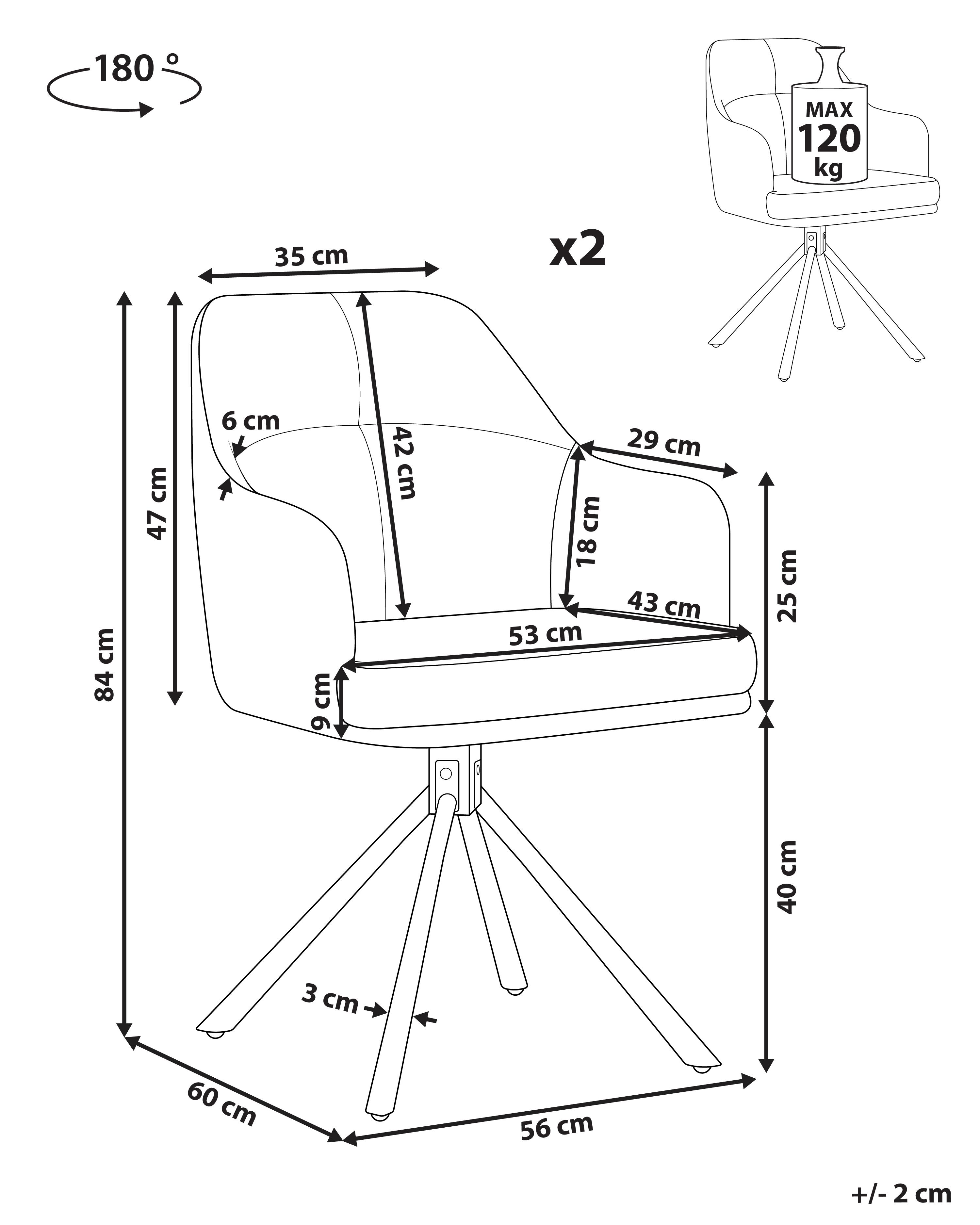 Set van 2 eetkamerstoelen draaibaar MIRA Beige