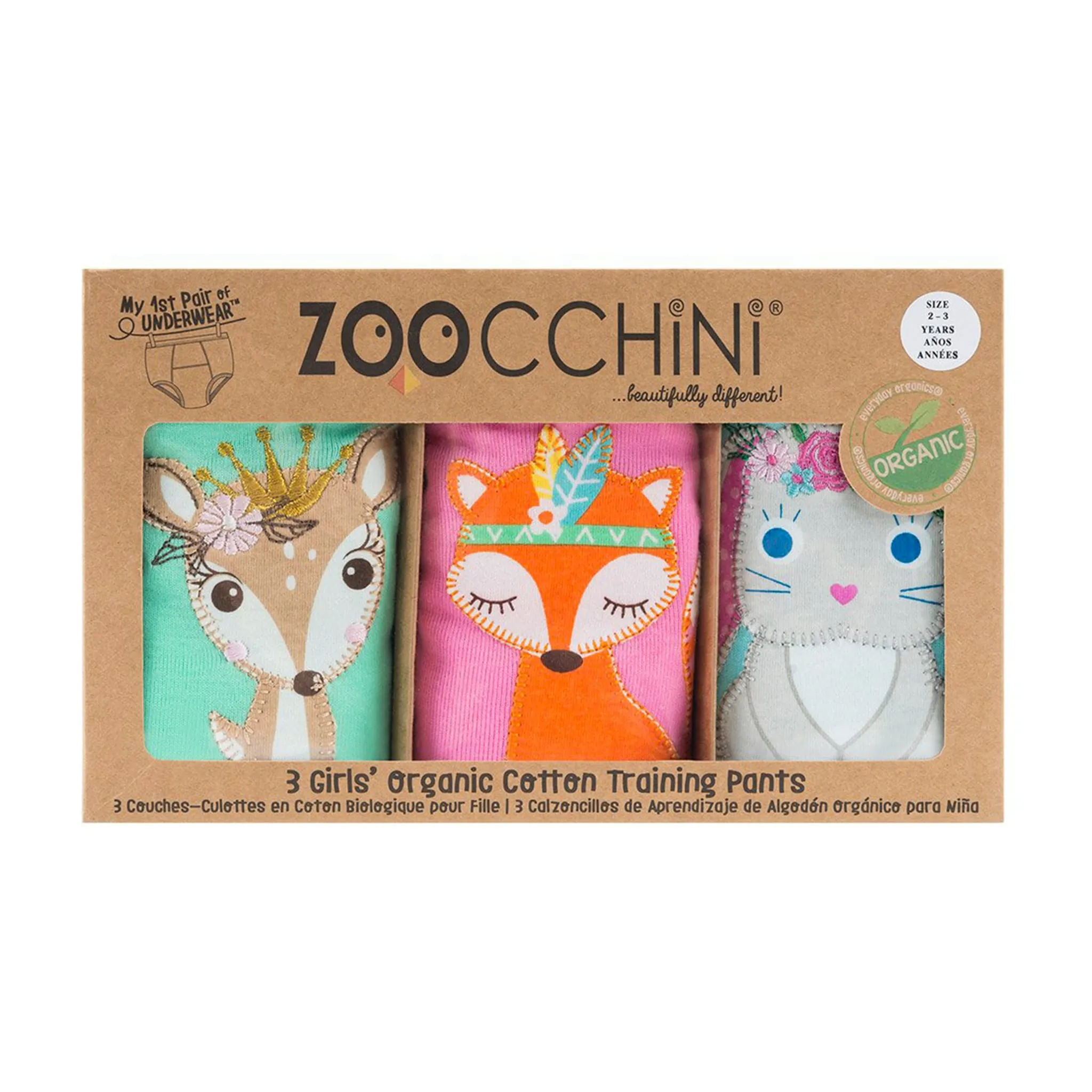 Zoocchini Culotte d'Entrainement Paquet de 3 pour 2-3ans