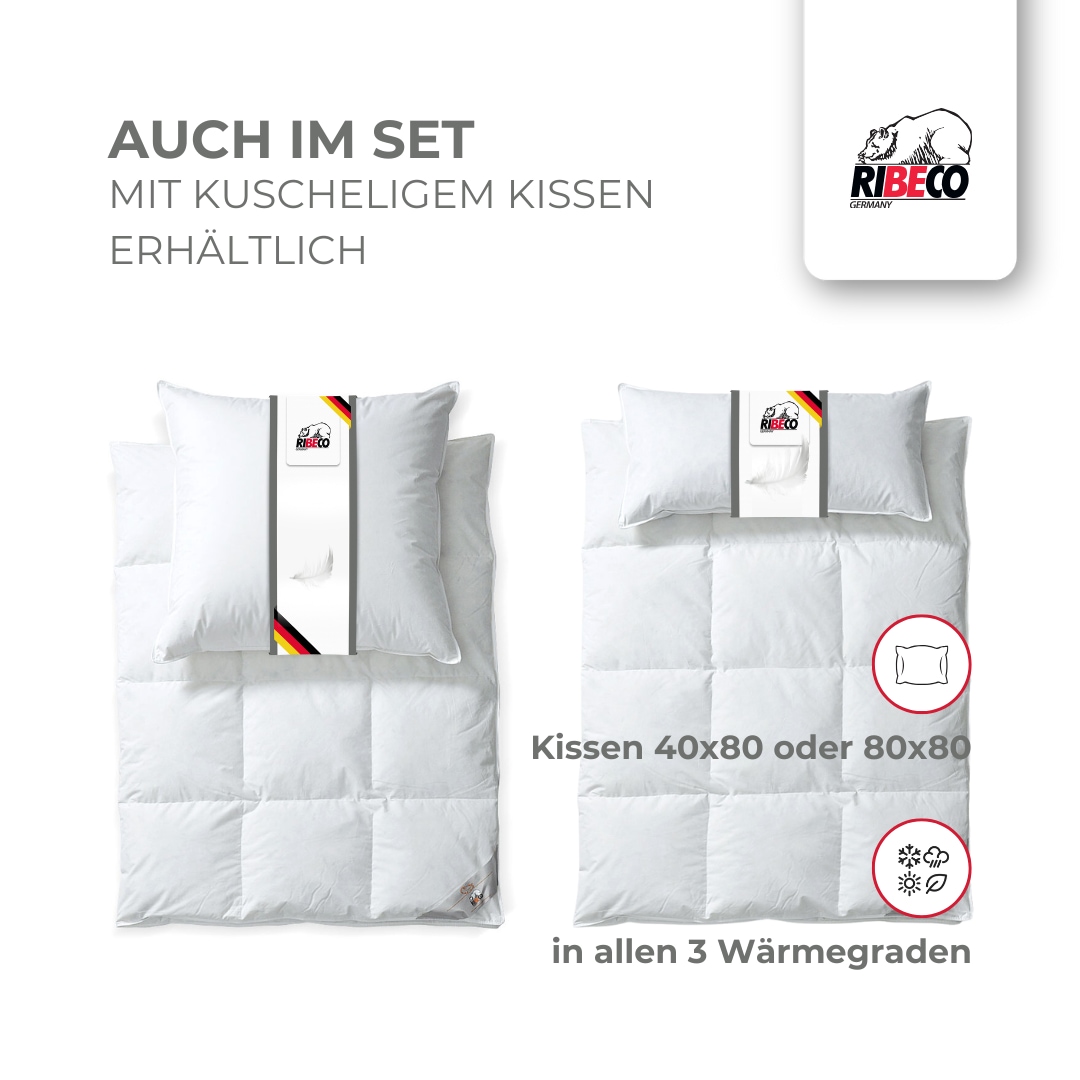 RIBECO Federbettdecke »Laram, Bettdecken für Sommer oder Winter, Made in Germany« normal Füllung 90 % Federn, 10 % Daunen 1 Stk. tlg. Super Preis-Leistung, Bettdecke 135x200 cm oder 155x220 cm, Decke