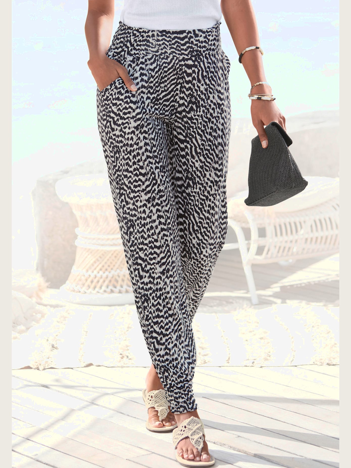 Pantalon en jersey léger avec ceinture élastique