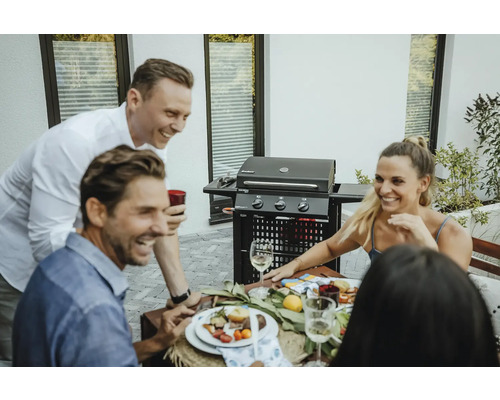Enders San Diego Next 3 gasgrill, zwart, 3 branders, inclusief dekselthermometer, opbergplank, vetopvangbak, zijplank, warmhoudrek en grillrooster.