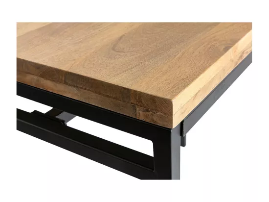 Table haute industrielle en bois manguier massif et métal noir L115 cm YPSTER