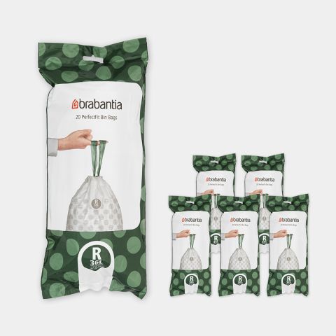 PerfectFit Afvalzakken Code R (36 liter), 6 rollen van 20 stuks