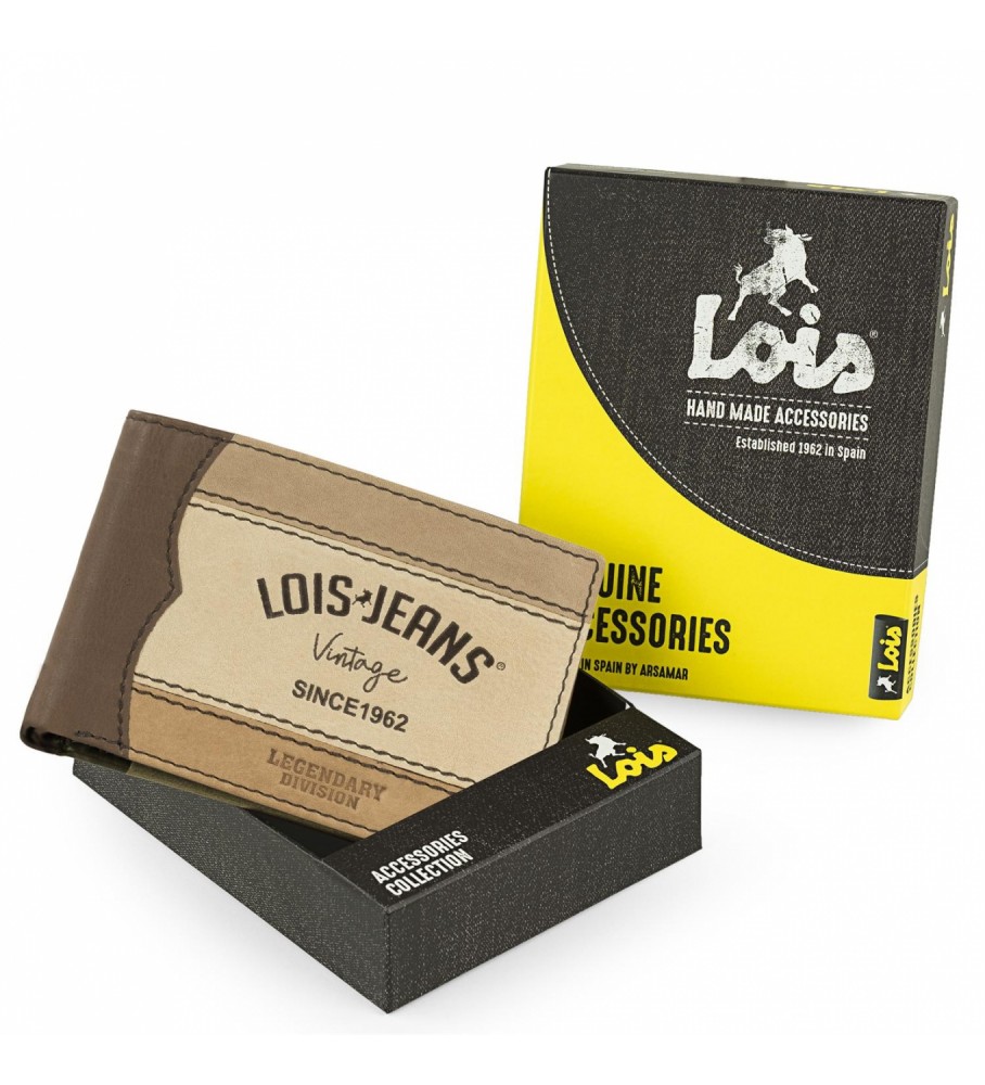 Carteira Lois em couro com proteção RFID LOIS 203207 marrom claro
