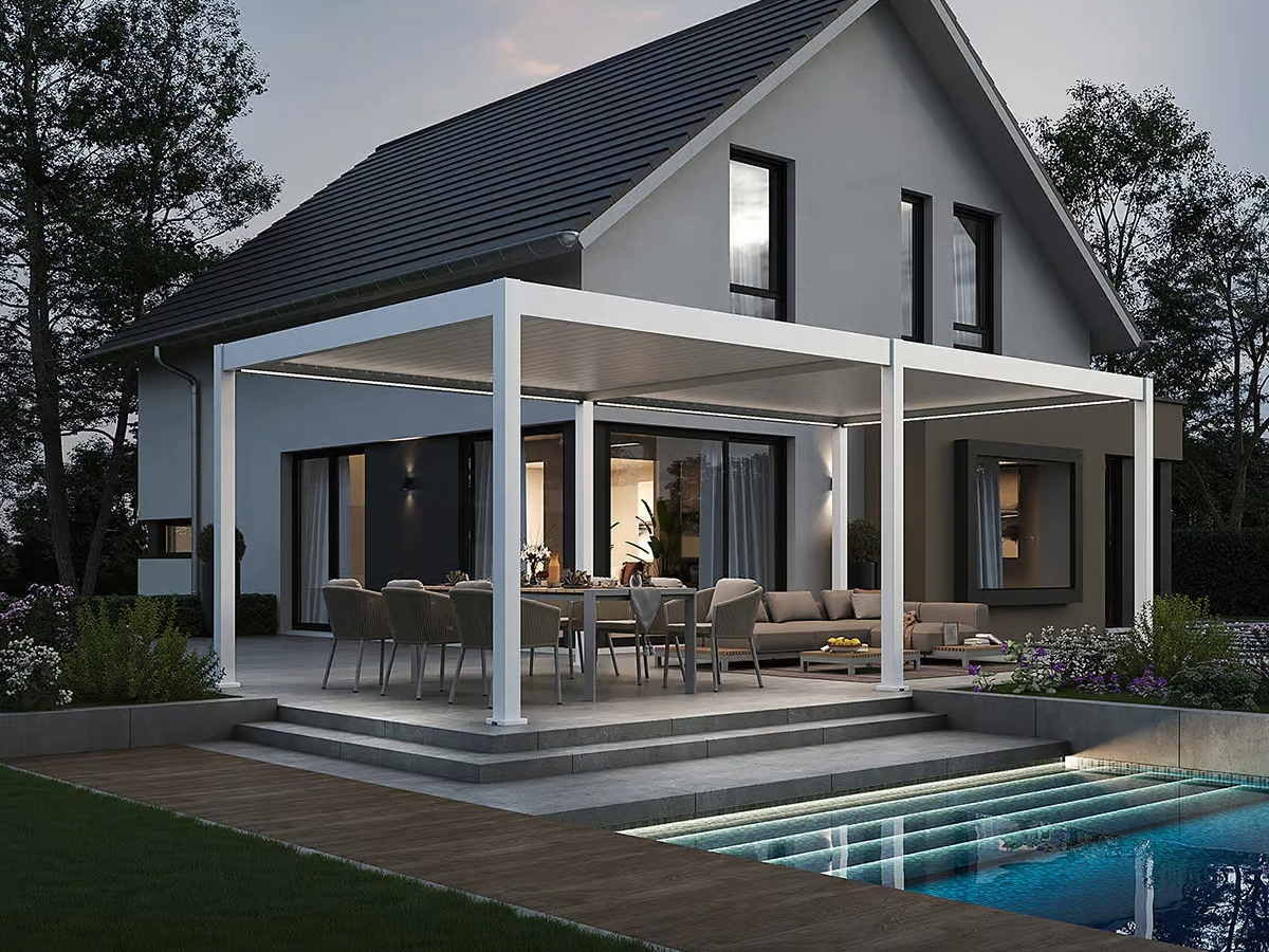 Orion Deluxe 360x720cm elektrische LED overkapping - white