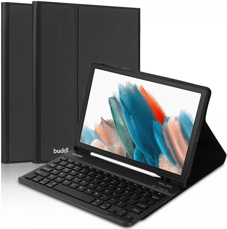 Buddi - Zuna - Book Case - Zwart - Voor Samsung Galaxy Tab A8 Met QWERTY Toetsenbord