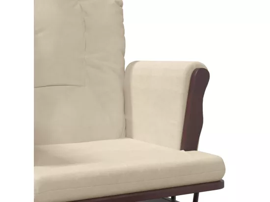 Chaise berçante avec repose-pied Blanc crème Tissu