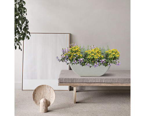 Lafiora plantenbak, kunststeen, 40 x 40 x 18 cm, witte steen