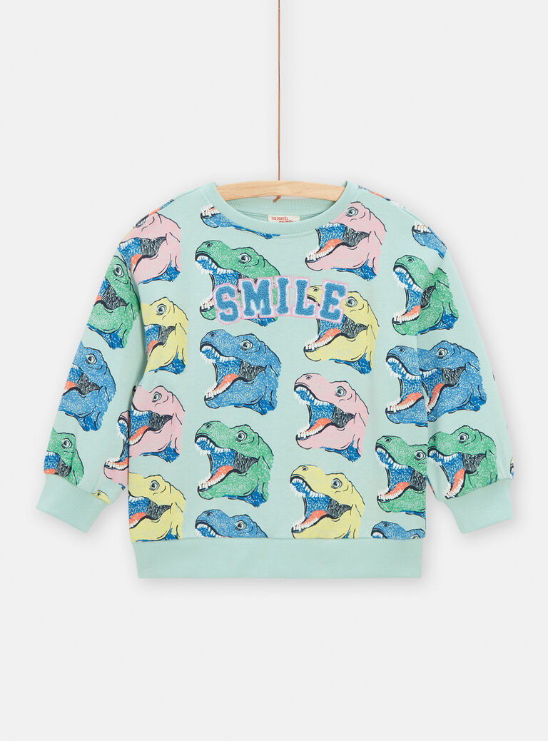 Sweat vert clair imprimé dinosaures pour garçon