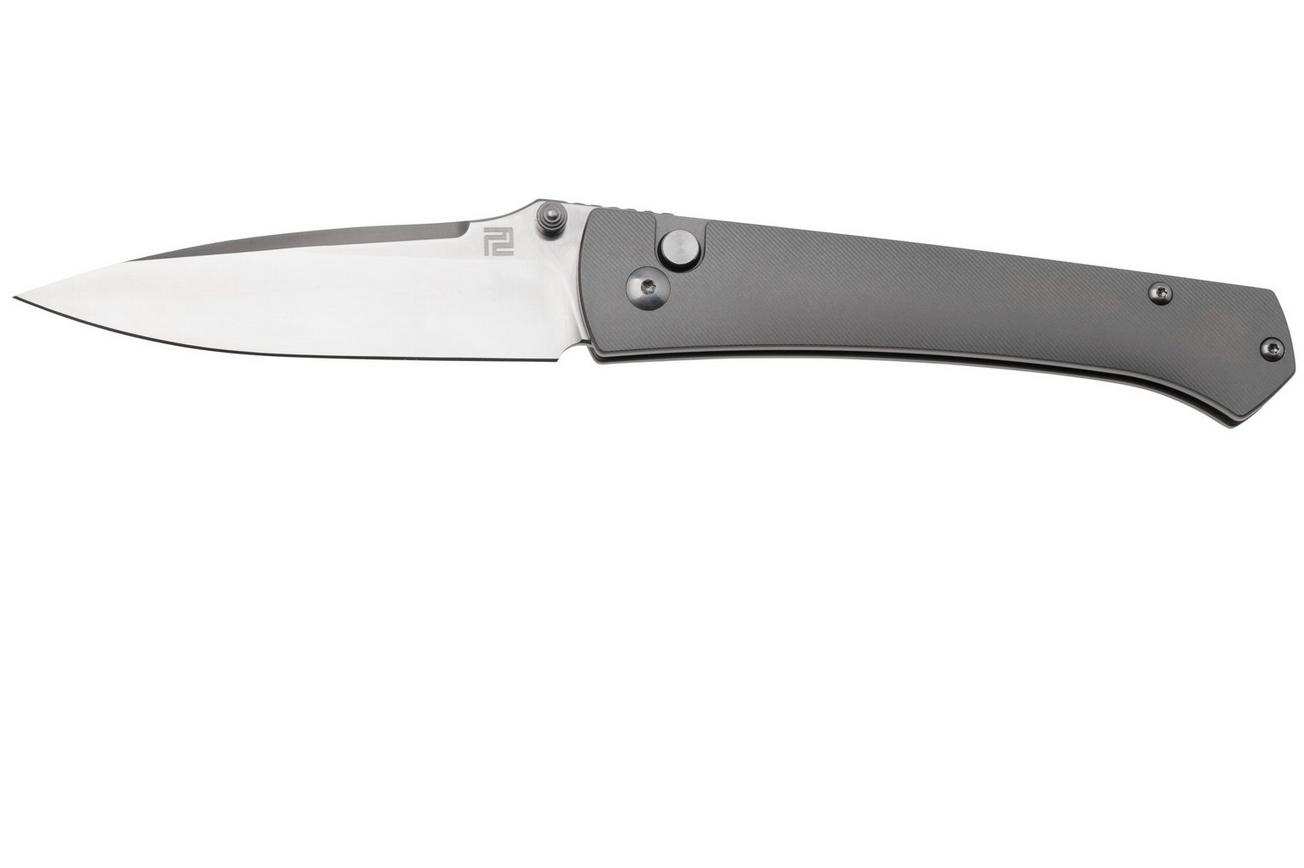 Artisan Cutlery Andromeda 1856G-GY, Sand Polished S35VN, Gray Titanium zakmes, Ray Laconico design