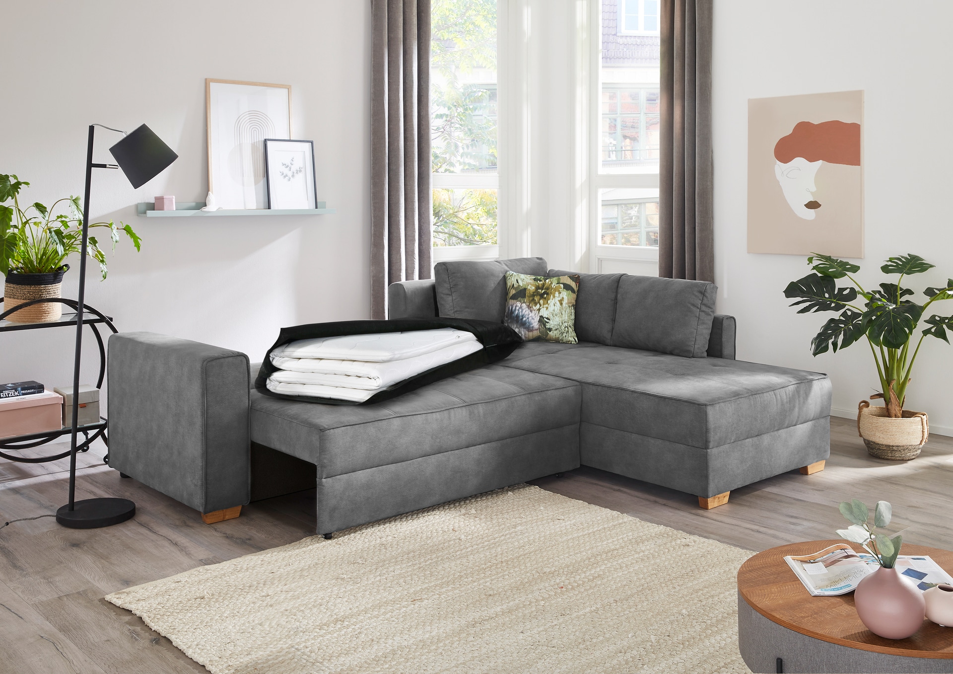 Ecksofa PAROS 257 x 207 cm grau