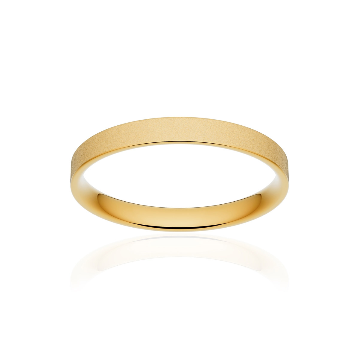 Alliance or 750 jaune sablé ruban plat confort 2,5mm