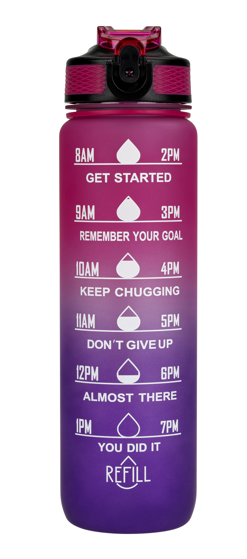 Motiverende Vannflaske Raspberry/Purple 900ml